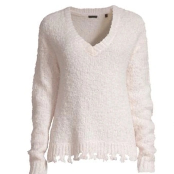 ATM Alpaca Wool Chenille Sweater Cream Destroyed Edge Grunge $395 - Picture 11 of 11
